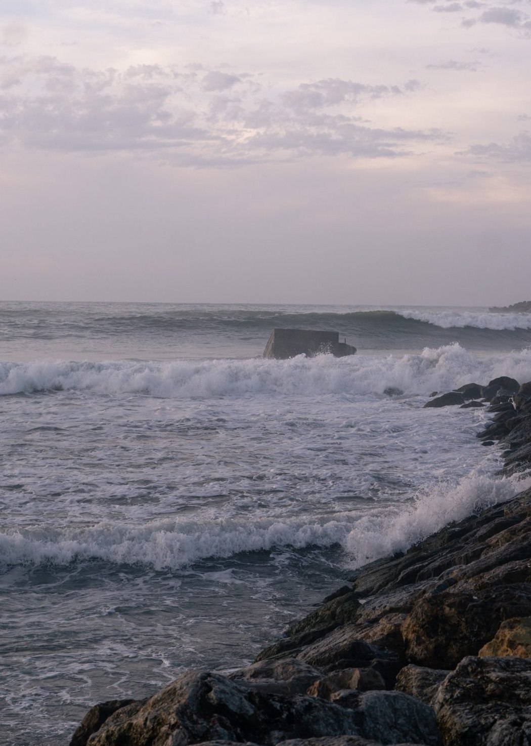 Waves breaking on the rocks